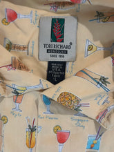 Vintage Tori Richard Tiki Cocktail Print Aloha Shirt (L)