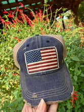 American Flag Distressed Trucker Hat