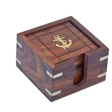 Anchor Coasters with Rosewood Holder 4" (Set of 6)