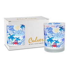 Beach Toile Double Old Fashioned Frosted Cocktail Glasses (Set of 2)